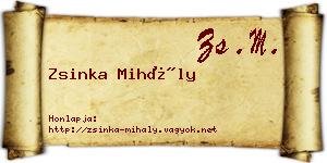 Zsinka Mihály névjegykártya